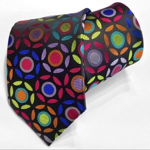 Black Multi-color Medallions Tie by Lawrence Ivey
